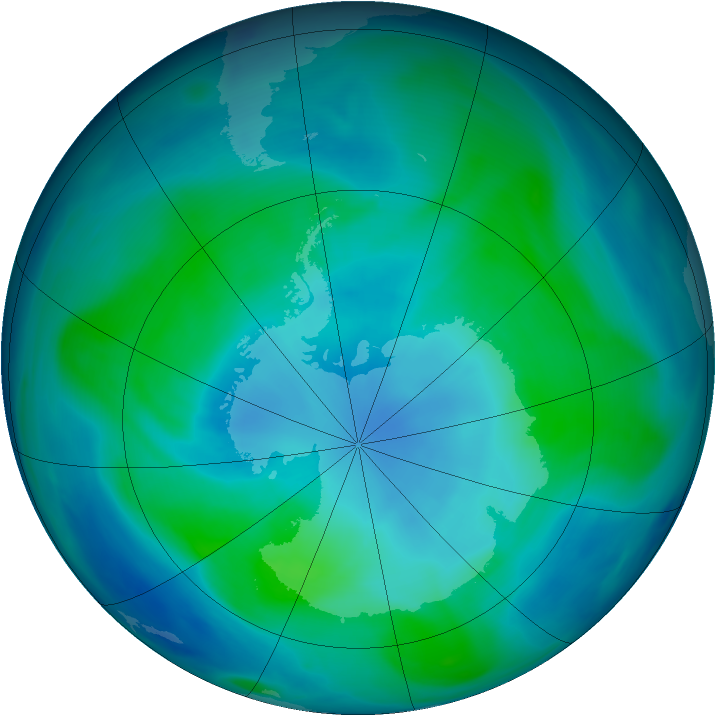 Antarctic ozone map for 05 February 2005